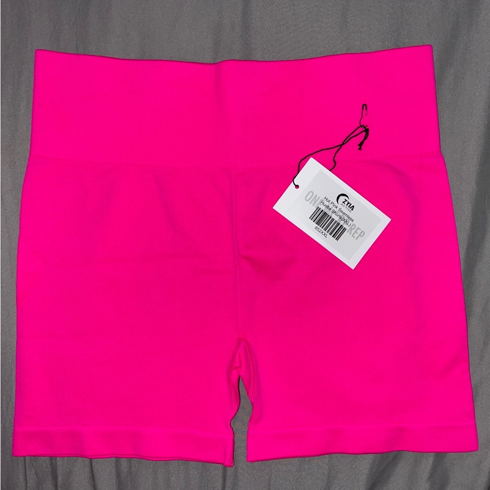 ZYIA Hot Pink Seamless Hustle Shorts XXL, 5” inseam hi waist